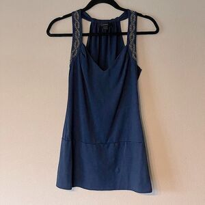 Express Navy with Silver, Adjustable Strap, Halter Bank Tank. Size Medium.